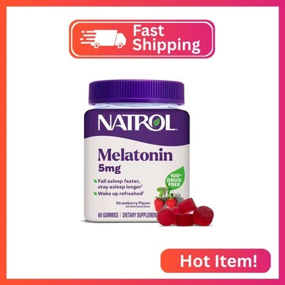 Natrol Melatonina 5mg, Suplemento Dietético para Dormir Recantante, 60 Sabor Fresa Foto 1 de 2