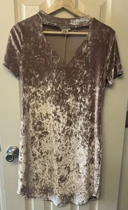 NWT Wet Seal Y2K Womens Mauve Short Sleeve V-Neck High Collar Mini Dress Size M - Picture 1 of 6