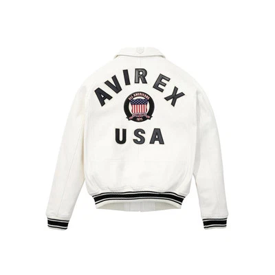 Nuevo Avirex Hombre Cuero Real Bombardero American Flight Chaqueta Cuero Icono Chaqueta Foto 1 de 2