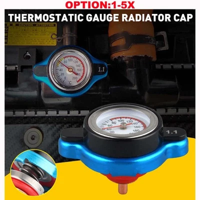 Tapa de radiador termostática de barra 13 PSI clasificación de presión con medidor de temperatura 1-5x Foto 1 de 4