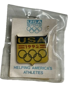 Spilla USA Giochi Olimpici 1992 Aiutare gli atleti americani in custodia originale - Foto 1 di 2