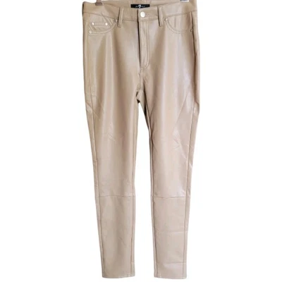 7 For All Mankind Pleather Vegan Leather Tan Skinny Pants Size Large - Image 1 of 4