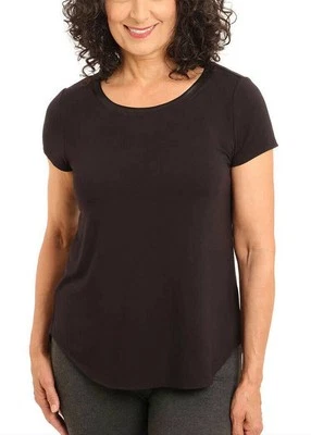 Blusa Top Joan Vass Damas Mujeres Cuello Satinado Negra Talla S Foto 1 de 4