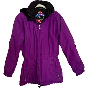 Obermeyer Ski Jacket Womens 8 Purple Thermore Full Zip Faux Fur Hoodie Snow EUC - Picture 1 of 14