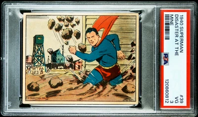 1940 SUPERMAN CARD #39 DISASTER AT THE MINE PSA 3 VG PHILADELPHIA GUM INC. - Image 1 of 2
