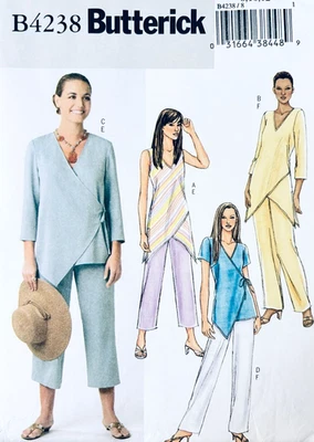 EASY Butterick Sewing Pattern B4238 Misses Tunic Top, Capris, Pants Size 8 10 12 - Image 1 of 4