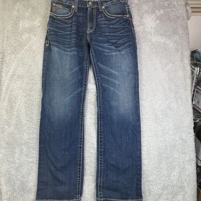 Pantalones de mezclilla Ariat para hombre talla 33x34 M4 tiro bajo corte bota lavado medio trabajo occidental Foto 1 de 4