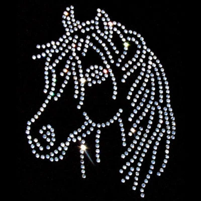 Strass Bügelbild Hotfix Pferd "Pferdekopf Araberstute" ca. 112 x 140 mm - Bild 1 von 2
