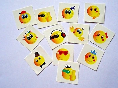 HENBRANDT 36 x SMILEY EMOJI Temporary Tattoos Kids Girls Boys Party Bag Filler Toy