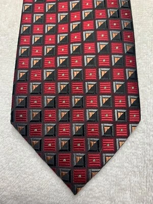 ALEXANDER JULIAN MENS TIE RED BLACK GRAY GOLD 3.5 X 58 - Image 1 of 4