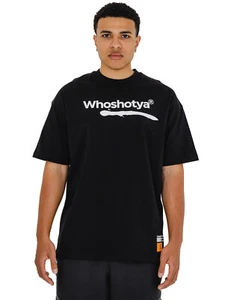 Who Shot Ya Whitelines Oversized T-Shirt Mens Short Sleeve Mens Black Amstaff - Picture 1 of 12