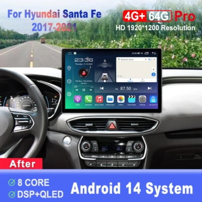 13.1 inch For Hyundai Santa Fe 4 2017-2021 Car Radio Carplay Android Multimedia - Image 1 of 4
