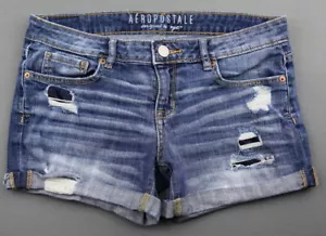 Aeropostale mittelhohe Damenjeans Shorts abgenutzt Stretch Größe 6 (Taille 31) - Bild 1 von 6