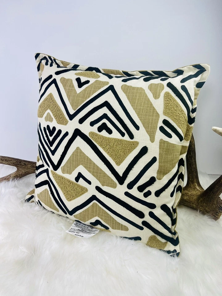 Threshold Target Geometric Black Tan Safari Accent Throw Pillow 18”  - Image 1 of 4