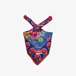 NWT Vintage 90s Kenzo Handkerchief Neckerchief Flowers Square Bandana Scarf 17" - Picture 1 of 4