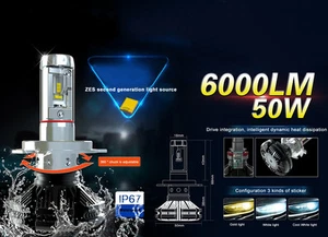 H11 H8 H9 100W 12000LM LED Headlight Kit Low Beam Bulbs 6000K White High Power - Picture 1 of 12