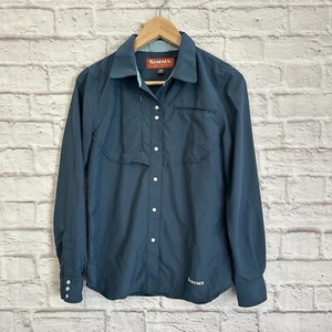 Camicia donna piccola Simms nylon perlato snap manica lunga tasche pesca outdoor - Foto 1 di 7