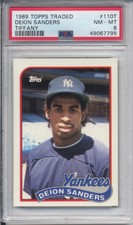 1989 Topps Traded Tiffany Deion Sanders PSA 8 2b