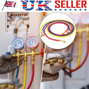 3x Charging Hoses Tube Refrigerant 1/4" SAE 60" 5' AC R134a Air Conditioning UK - Picture 1 of 11