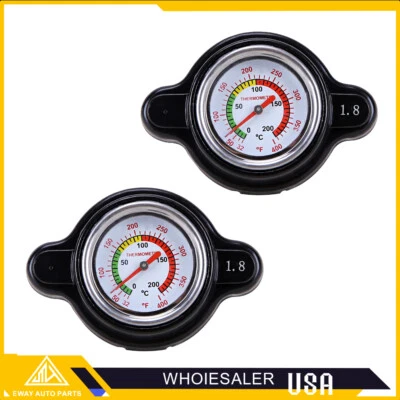 2x 1.8 Bar Coche Termo Termostático Calibre Radiador Tapa Cubierta con Medidor de Temperatura del Agua Foto 1 de 4