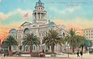 Postal CA Stockton California-Tribunal del Condado de San Joaquín-Antigua de colección C9 - Imagen 1 de 3