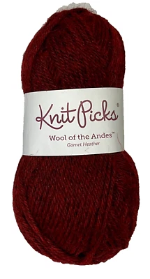 Knit Picks Wool of the Andes Yarn Garnet Heather 110 yds #4 Weight Peruvian Wool - Image 1 of 3