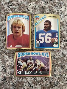 1982 Topps Football Sticker Lawrence Taylor Rookie #144  Joe Montana #5 & #9