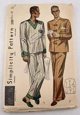 1930s Vintage SIMPLICITY Pattern 2289 Men's PJS Pajamas Size 40 - Image 1 of 4