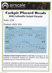 Airscale 1/24 WWII Luftwaffe Cockpit Placards & Dataplates decal 2408 x - Picture 1 of 3