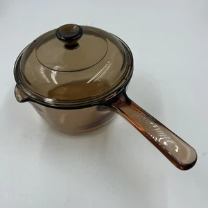 Corning Vision Amber 1L Soßentopf Pfanne mit Ausgießer und Pyrex Deckel V-1-C in EUC - Bild 1 von 12