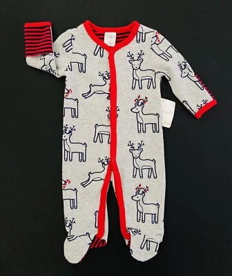 Mameluco de vacaciones Starting Out bebé NB unisex 1 pieza gris jaspeado reno Foto 1 de 4