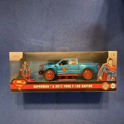 2017 FORD F-150 RAPTOR PICKUP & "SUPERMAN" FIGURE 1/32 DIECAST BY JADA 33092 - Image 1 of 4