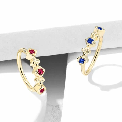 Brincos quadrados de cartilagem de orelha de flores CZ Daith Tragus Helix argola nariz anéis 20G - Imagem 1 de 4