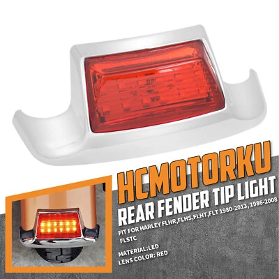 Rear Fender Tip LED Light w/ Red Lens Fit For Harley Electra Road Glide Softail - Imagem 1 de 4