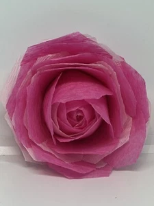 Set Of 8 Handmade Crepe Paper Flowers DARK PINK Party Decor Streamer 2” Inch - Picture 1 of 4