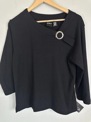 Erika 3/4 рукав ассиметричный шеи с пряжкой акцент женский размер большой новый - Изображение 1 из 4