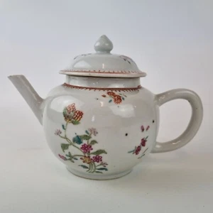 Antique 18th Century Chinese Famille Rose Teapot Decorated With Flowers - Picture 1 of 23