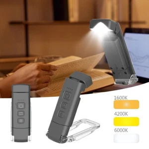 USB Wiederauf ladbar Lese licht 3 Farben Licht-Lampe-Clip Buch licht Lesung - Picture 1 of 9