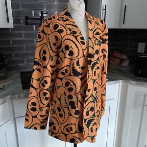 Halloween Jacke Erwachsene Medium schwarz orange gruselig Kürbis Blazer gefüttert g4 - Bild 1 von 19