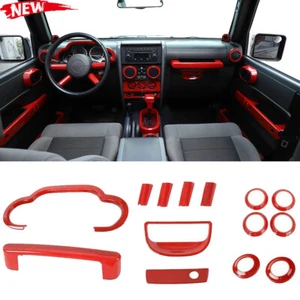Red Interior Accessories Dash Decor Trim Kit for 2007-2010 Jeep Wrangler JK JKU - Picture 1 of 8