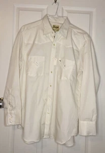 Ely Cattleman Button Up Western Shirt Mens 17-34 Cream Yoke New Old Stock - Picture 1 of 7