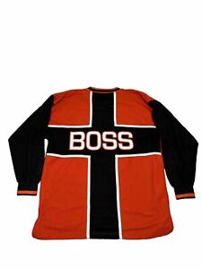 VTG Y2K 90s Boss Mens XL Spell Out Baggy Skater Hip Hop Long Sleeve Shirt Jersey