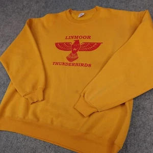 Vintage JERZEES Sweatshirt Mens XL Mustard Red Sweater Super Sweats Made in USA - Picture 1 of 15