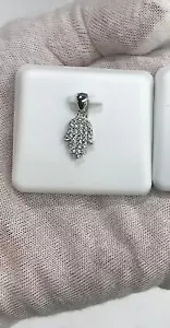 925 Sterling Silber CZ Hamsa Hand Zirkonia 3D Anhänger 18mm - Bild 1 von 2