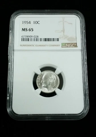 1954-P  Roosevelt Dime 10c NGC MS 65 White #7629 Cover