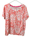 Rafaella T-Shirt femme à manches courtes extensibles rose floral taille 2X