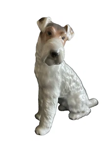 Vintage Rosnthal Porcelain Fox Terrier Dog Figurine Sitting Textured Germany 6" - Picture 1 of 12