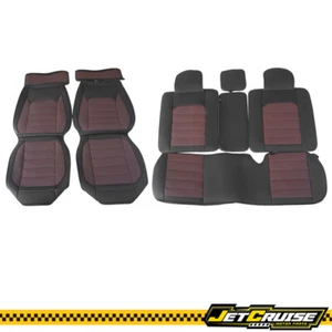 Leather Seat Covers Protector For 07-25 Jeep Wrangler JK JL Black&Brown Full Set - Picture 1 of 9