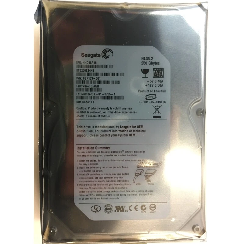 ST3250824NS - Seagate 250GB 7200 RPM SATA 3.5" HDD - Image 1 of 1