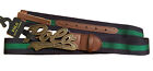 *SIZE: 34 Polo Ralph Lauren Belt Big Buckle Spellout Logo Green/Blu Stripe $95